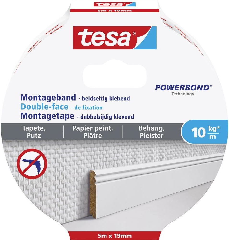 TESA Taśma montażowa POWERBOND DxS) 5000 mm x 19 mm 77743-00000-00 1 Rolka(ek)