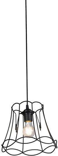 QAZQA Lampa wisząca retro czarna 25cm - Granny Frame