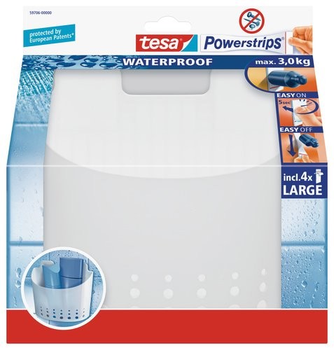 tesa TESA kosz pod prysznic można odkleić duży, odporny na działanie wody, samoprzylepna, do obciążenia do 3 kg, 59706-00000-02