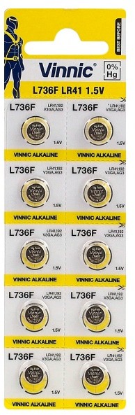 Vinnic 10 x bateria alkaliczna mini G3 AG3 L736 192