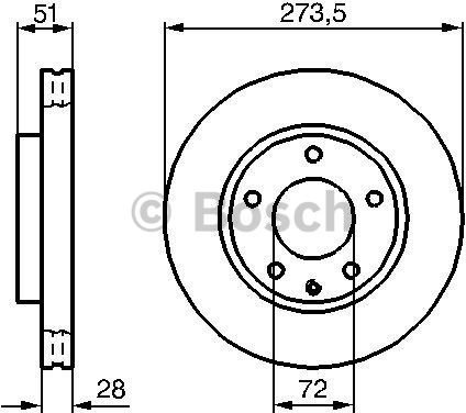 BOSCH Tarcza hamulcowa przednia, 0 986 479 016  0986479016
