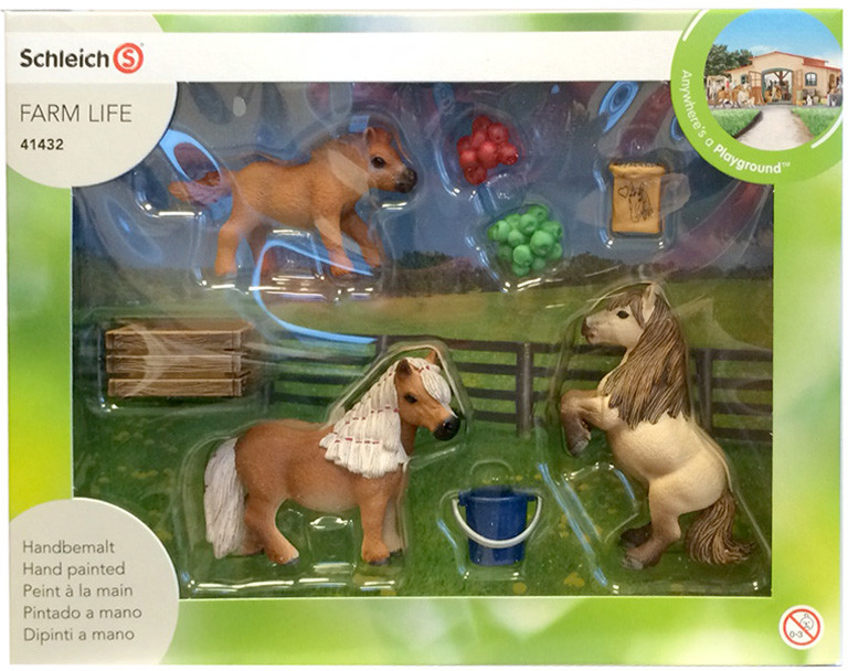 Schleich Rodzina kuców szetlandzkich z akcesoriami 41432