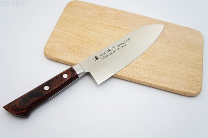 Satake Cutlery Nóż pojedynczy Mahogany Santoku 17 cm Satake Unique 801-133