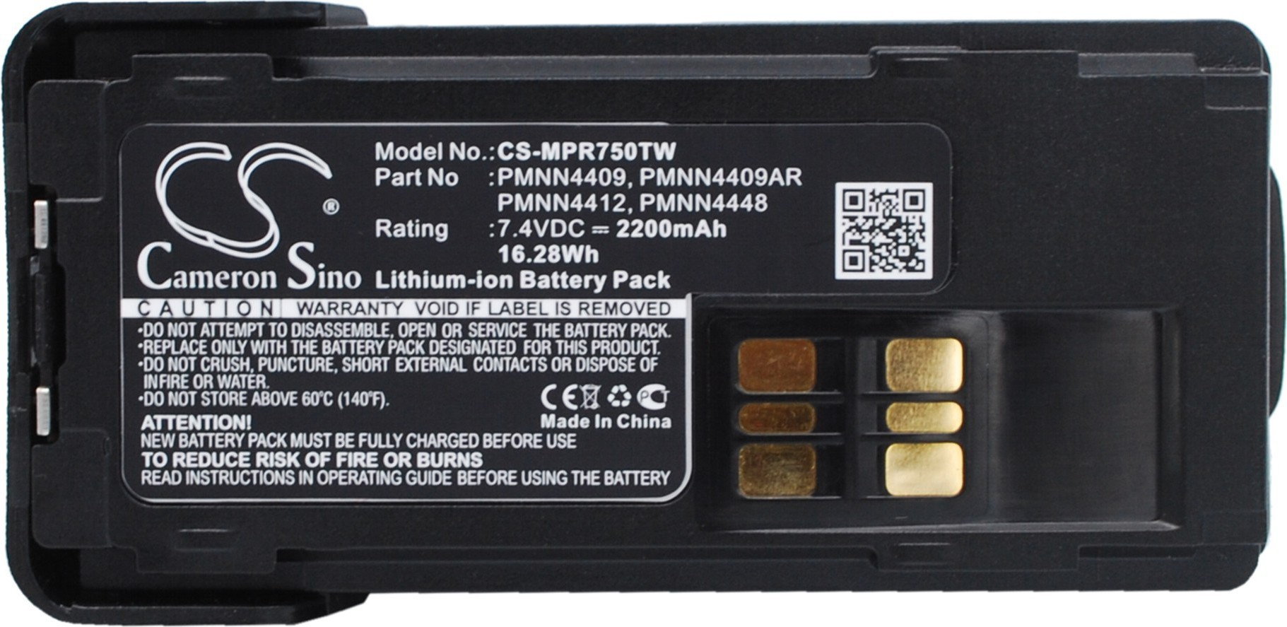 Cameron Sino MOTOROLA DP4000 / PMNN4409 2200mAh 16.28Wh Li-Ion 7.4V CS-MPR750T