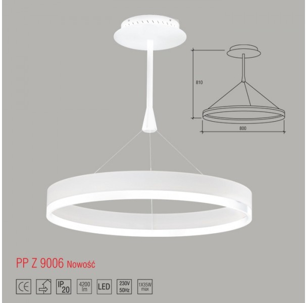 Light&More LM Z 9006/M NOWOCZESNA LAMPA WISZĄCA ŻYRANDOL ZWIS 80 CM LED 35W 3000K 2300lm = 180W WYPRZEDAŻ (LM Z 9006/L)