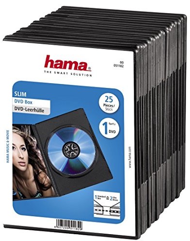 Hama pokrowiec DVD Slim 10er Pack (pasuje również do płyt CD i Blu-rays, bardzo wąska, z folii do wkładania Covers) Czarny, czarny 00051182