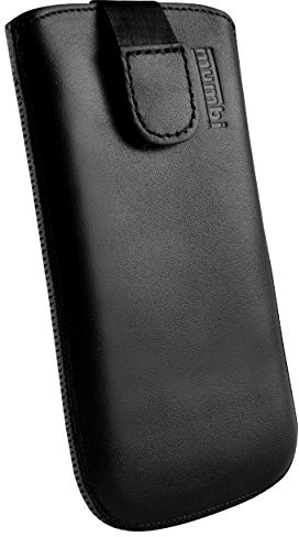 Mumbi prawdziwe skórzana torba na Samsung Galaxy (klapka z funkcją wyciągania), Galaxy S3 Mini, czarny