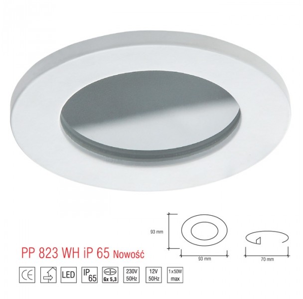 Light&More LM 823 OPRAWA HALOGENOWA LED WPUSZCZANA OCZKO REGULOWANA ALUMINIUM BIAŁY MR16 GU10 GU5,3 HERMETYCZNA IP65