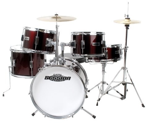 XDrum Junior Pro dziecięcy zestaw perkusyjny, dla dzieci w wieku 59 lat, z wieloma akcesoriami i płytą, czerwony 00023391