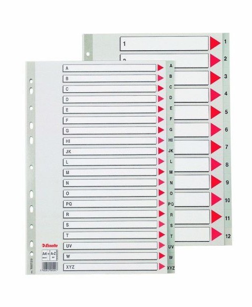 Esselte Przekładka 1-5 plastikowe PP A4 numeryczne szare - N0390 NB-5502