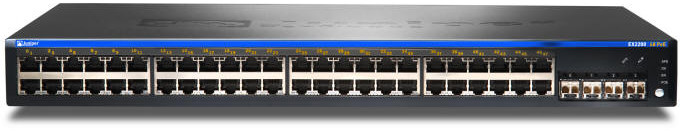 Juniper EX2200, 48-port 10/100/1000BaseT (POE) + 4Gbe Uplink ports EX2200-48P-4G