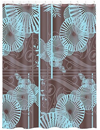MSV 140805 do zasłony prysznicowej poliester + tworzywo sztuczne polipropylenu parasol przeciwsłoneczny Niebieski/brązowy 180 x 200 x 0,1 cm  12 pierścieni (1387/140805)