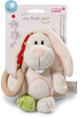Nici My First Chwytak Zajączek Tilli z Drewnianym pierścieniem15 cm 37879