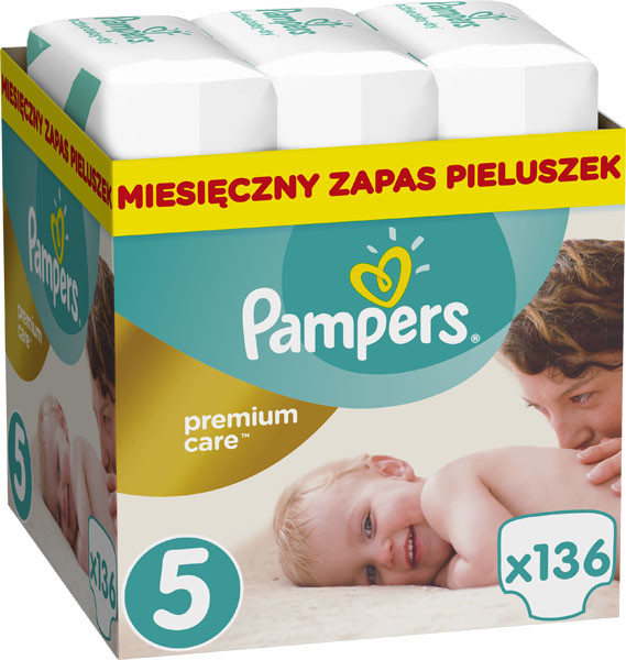 Pampers Premium Care 5 JUNIOR 136 szt 11-18 kg) ZAPAS NA MIESIĄC pieluchy jednorazowe