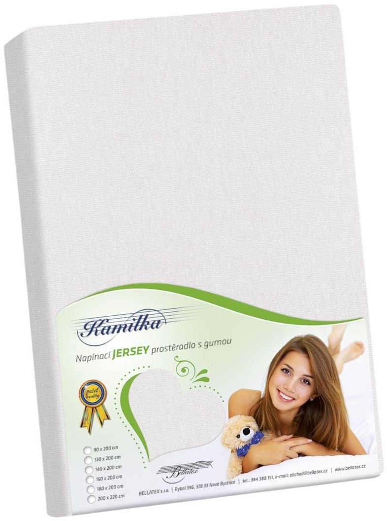 Bellatex Prześcieradło jersey Kamilka biały, 120x200 cm