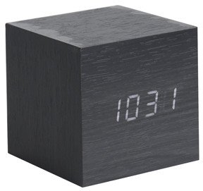 Karlsson Zegar stołowy, budzik Mini Cube black, LED by KA5655BK