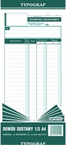 Typograf Druk Dowód Dostawy 1/3 A4 1151 TP050