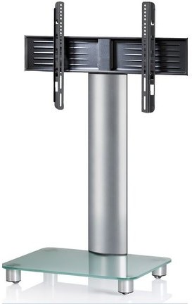 VCM stojak TV Tosal szkło matowe, srebrny, z podstawką i kółkami 17120