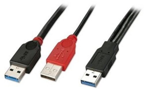Lindy USB 3.0 Dual Power Cable 2 X wtyk typu A do wtyczki A, czarny, czerwony 1 M 31101
