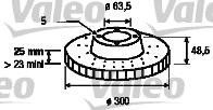 VALEO tarcza hamulcowa x1 przod 186863  186863