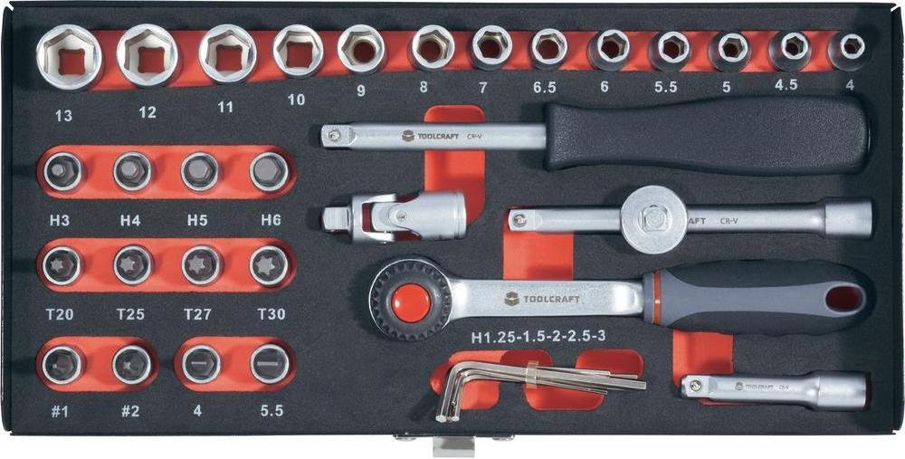 TOOLCRAFT grzechotka śrubokręt nasadki i bity (1/4) zestaw 36 szt. (826363)