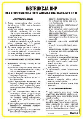 TD IAF22 Instrukcja BHP dla konserwatora sieci wodno-kanalizacyjnej i C.O