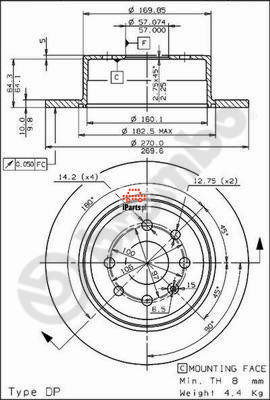 BREMBO Tarcza hamulcowa 08.7014.10