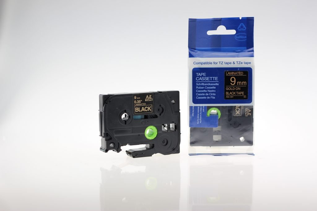 Brother Aimotech taśma zamiennik do 9mm/8m czarna złoty nadruk TZE324 AZE324