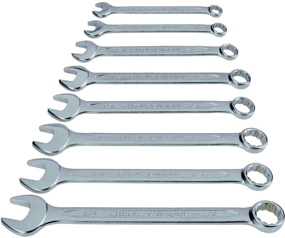 Toolcraft Zestaw kluczy płasko-oczkowych 5/16 3/4 8 elem