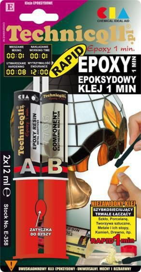 Technicoll Klej epoksydowy 1 Min. Bezbarwny 2kgx12ml