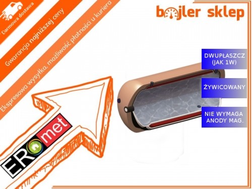 Ermet Bojler 80l poziomy DWUPŁASZCZOWY ŻYWICOWANY nie wymaga anody bezobsługowy wymiennik podgrzewacz !!!WYSYŁKA POBRANIOWA GRATIS!!!