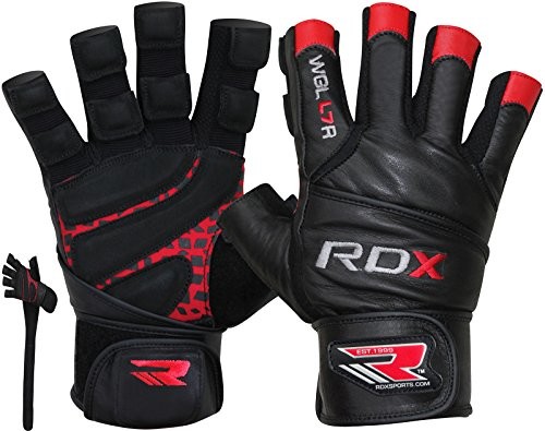 RDX Rdx Skóry Bydlęcej Fitness Rękawiczki Podnoszenie Ciężarów Sport Rękawiczki Gym Bodybuilding Treningowa Workout, Wielokolorowa, L (WGL-L7R-L)