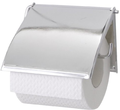 Wenko 18265100 uchwyt do papieru toaletowego Cover zamknięta konstrukcja, stal, 13.5 x 12 x 2.5 cm, chrom