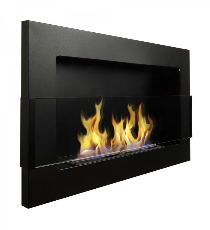 Ecofire wiszący 650x400 Czarny z szybą