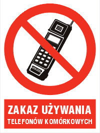 Pn. AS026 Piktogram Zakaz używania telefonów komórkowych