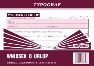 Typograf Druk Wniosek Urlopowy 2030 TP113