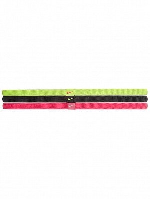 Nike Elastic Hairband 3Pk  Volt/Black/Pink, Wielokolorowa, Jeden Rozmiar (N.JN.04.983.OS)