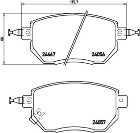 BREMBO Zestaw klocków hamulcowych, hamulce tarczowe P 56 051