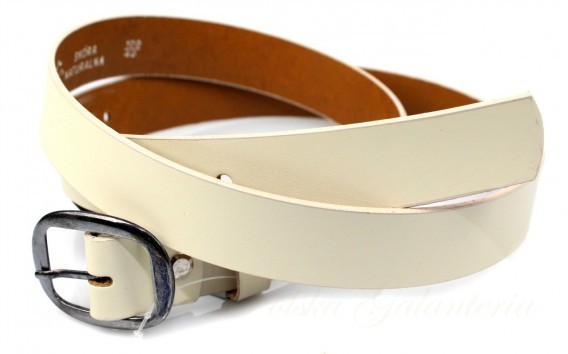 Complex Pasek Damski Skórzany Gładki PL) 30 mm KREMOWY Szerokość Standardowa