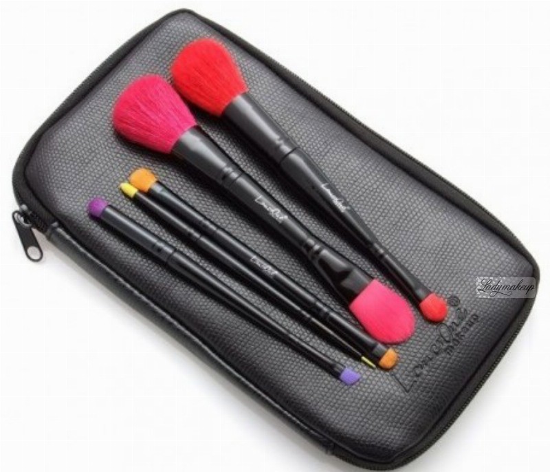 LancrOne Butterfly Collection - Zestaw 10 kolorowych pędzli do makijażu + czarne etui LANKOL10