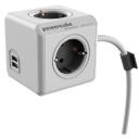 PowerCube Listwa zasilająca Allocacoc Extended USB1.5 m szary Typ F 1406GY/DEEUP