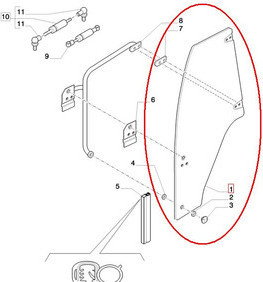 CNH SZYBA DRZWI LEWA 87620234