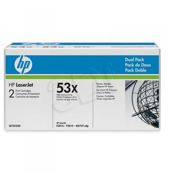 Hewlett-Packard Zestaw dwóch tonerów HP 53X do LaserJet P2014/2015, M2727 | 2x7 000 str. | black Q7553XD