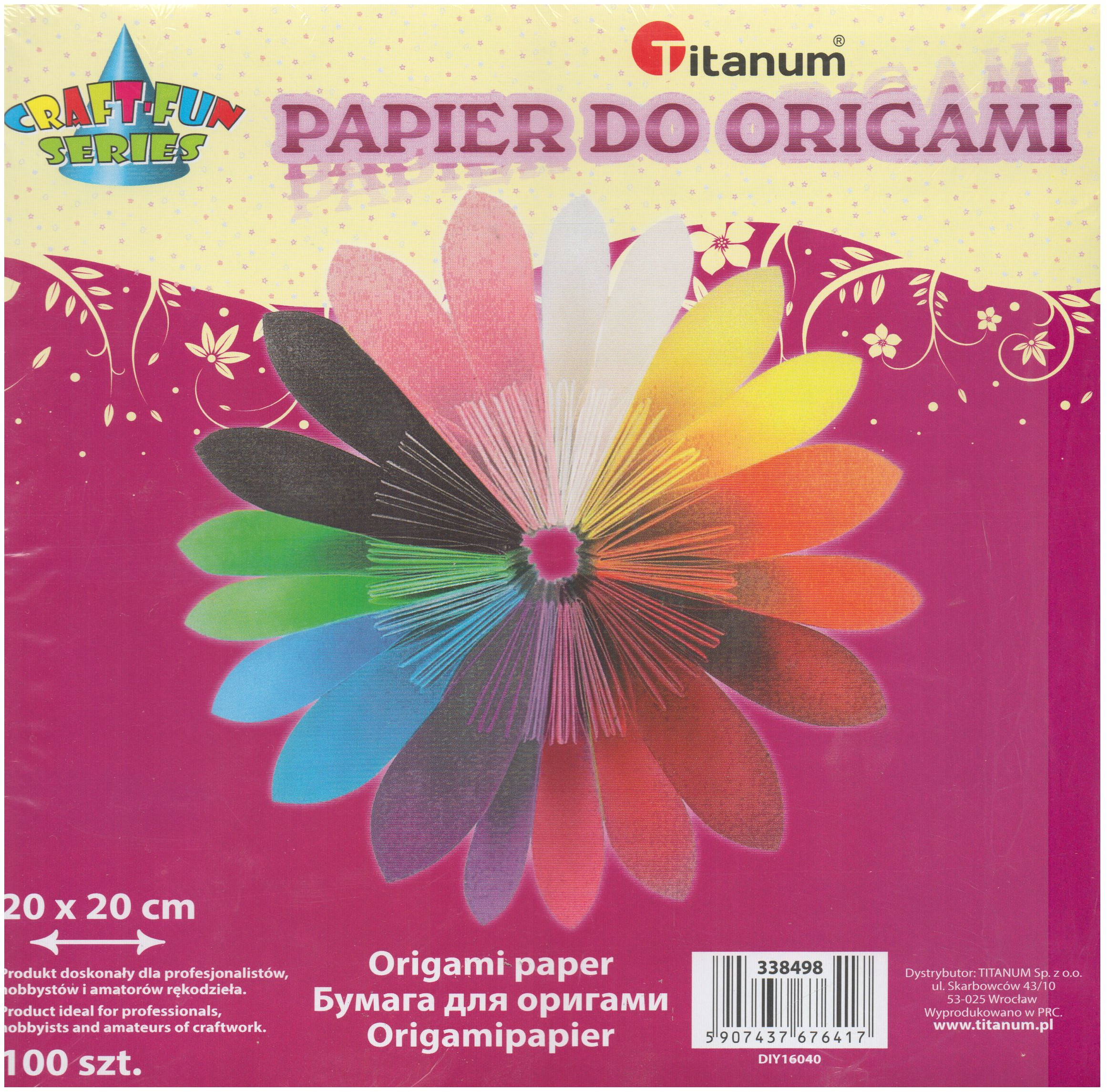 Titanum Papier do origami 20 x 20 cm 100 arkuszy 338498