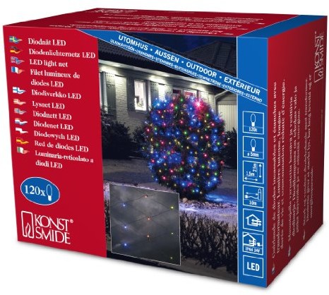Konstsmide 3751 500 siatka świetlna LED (120 kolorowych diod zewnętrzny transformator, 1,5 x 2,5 m metrów, 24 V, 3.6 W, czarny przewód) (3751-500)