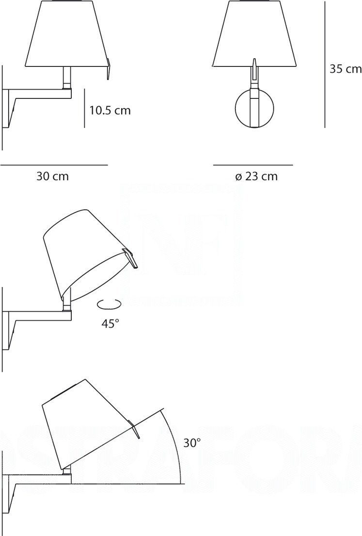Artemide :: Melampo parete korpus i Abażur szary aluminium (z włącznikiem) 07200