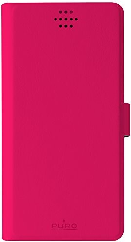 PURO 360 Degree Universal Smartphone Folio Case Rotational 3M Sticker Diary Type Sticky Pad Case Cover (Pink / Red M)