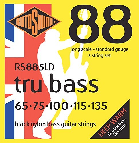 Rotosound rotos górne czarna Grubość strun nylonowych na drut gitara basowa, płaski, Standard 65  135 RS885LD
