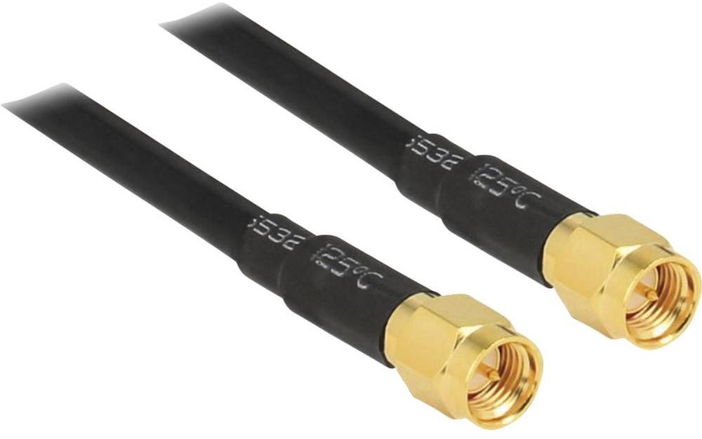 Delock Antena WiFi Kabel [1x Złącze męskie SMA 1x Złącze męskie SMA] 2 m czarny Pozłacane wtyczki (HA-L50 W HAL50WE)