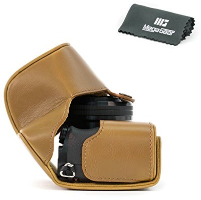 MegaGear Aparat-megagear skórzana torba na aparat do lustrzanek Sony Alpha a6000, A6300 z obiektywem 16  50 MM, jasnobrązowy MG408